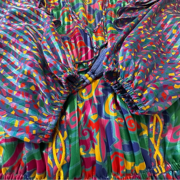 Jaymee Papell Vintage 80’s Beautiful Maxi Dress Cinch Waist Tussles Artsy Small - Picture 11 of 13